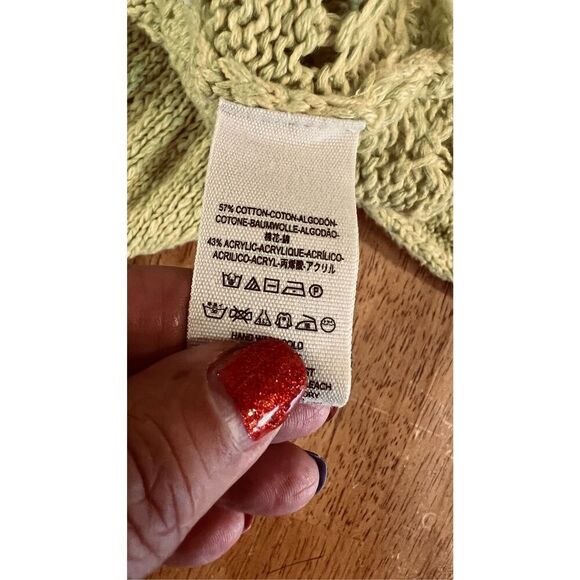 FREE PEOPLE YELLOW OVERSIZED CROCHET KNIT SWEATER WOMENS SZ S - Picture 9 of 9